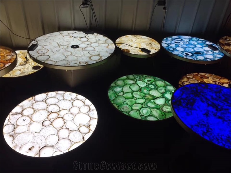 Colorful Agate Small Round Coffee Table Tops