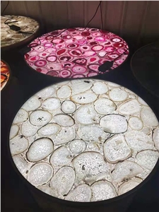 Colorful Agate Small Round Coffee Table Tops