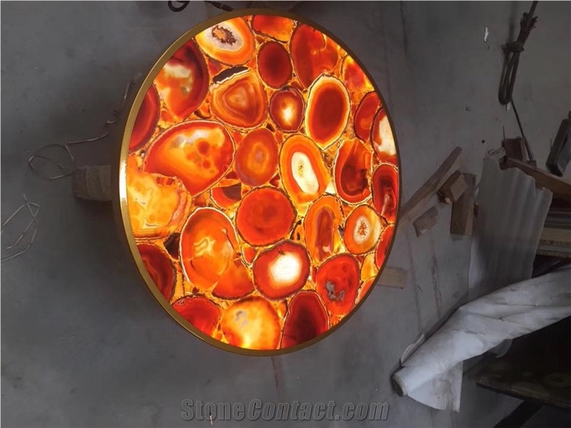 Luxury Agate Solid Surface Blue Agate Gemstone Table Top