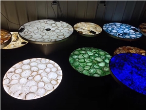 Luxury Agate Solid Surface Blue Agate Gemstone Table Top