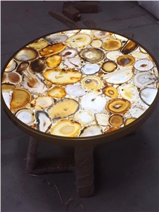 Luxury Agate Solid Surface Blue Agate Gemstone Table Top