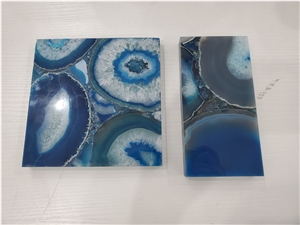 Luxury Gemstone Wall Panel Blue Agate Slab Tile