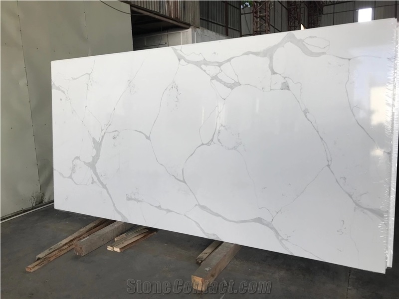 Marble Looks Artificial Stone White Quartz Calacatta Slab