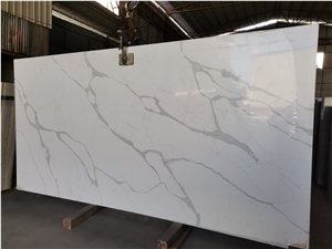 Marble Looks Artificial Stone White Quartz Calacatta Slab