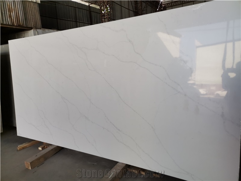 Marble Looks Artificial Stone White Quartz Calacatta Slab
