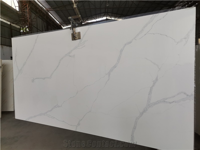 Marble Looks Artificial Stone White Quartz Calacatta Slab