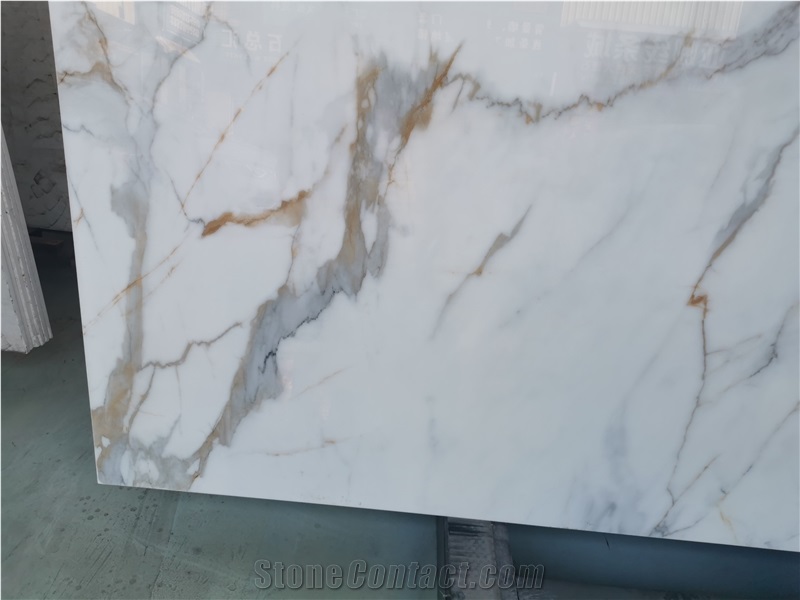 Nano Glass Stone Calacatta Gold Marble Slab Tiles
