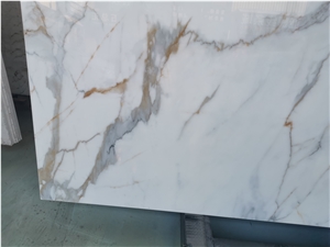 Nano Glass Stone Calacatta Gold Marble Slab Tiles