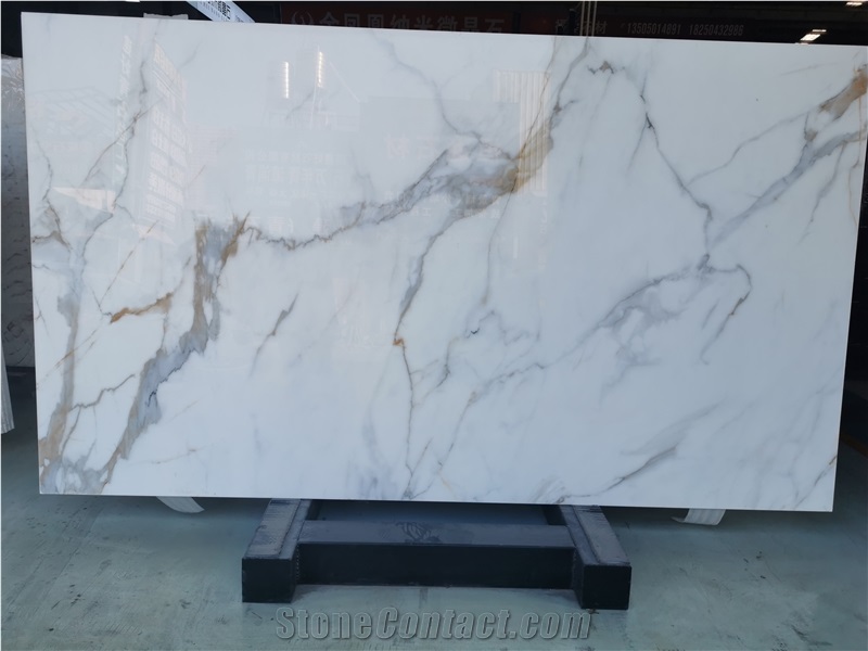 Nano Glass Stone Calacatta Gold Marble Slab Tiles