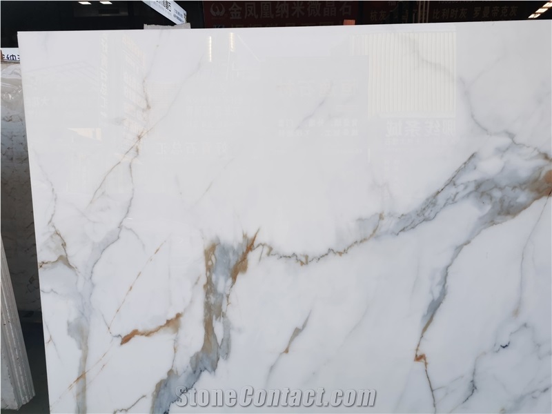 Nano Glass Stone Calacatta Gold Marble Slab Tiles