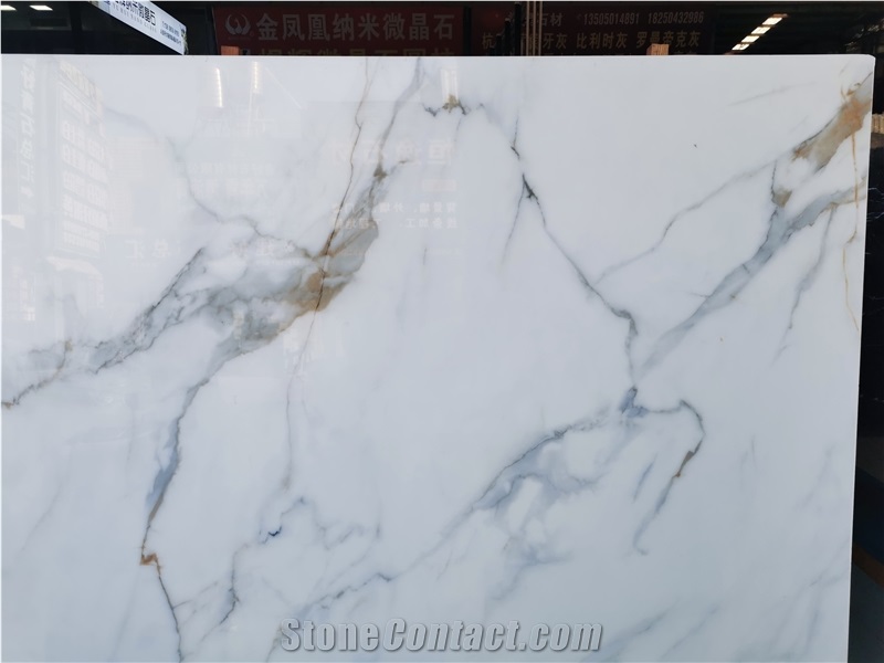 Nano Glass Stone Calacatta Gold Marble Slab Tiles