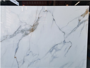 Nano Glass Stone Calacatta Gold Marble Slab Tiles