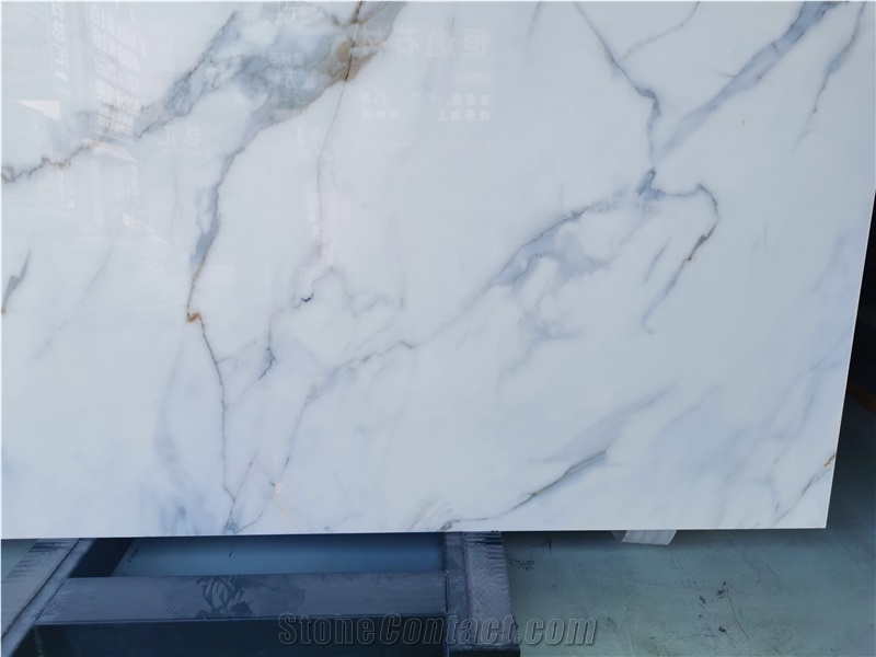 Nano Glass Stone Calacatta Gold Marble Slab Tiles