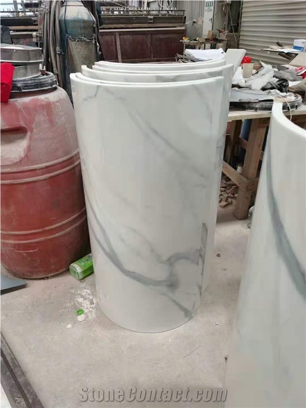 Polished Nano Crystallized Pure White Glass Stone Column