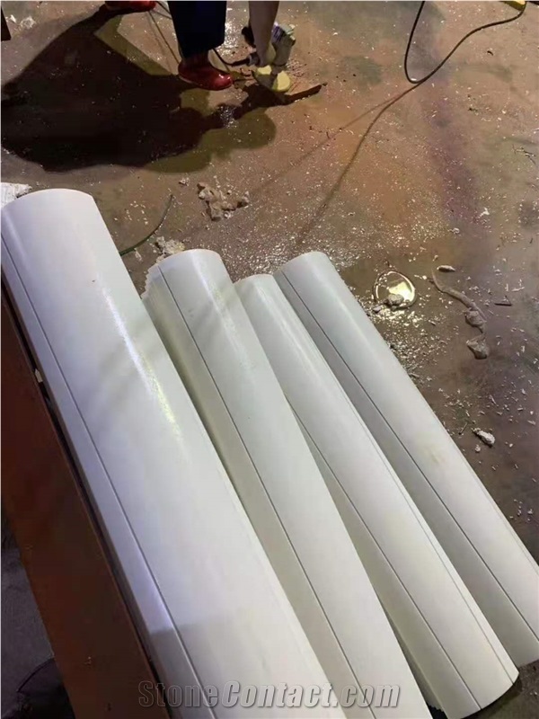 Polished Nano Crystallized Pure White Glass Stone Column