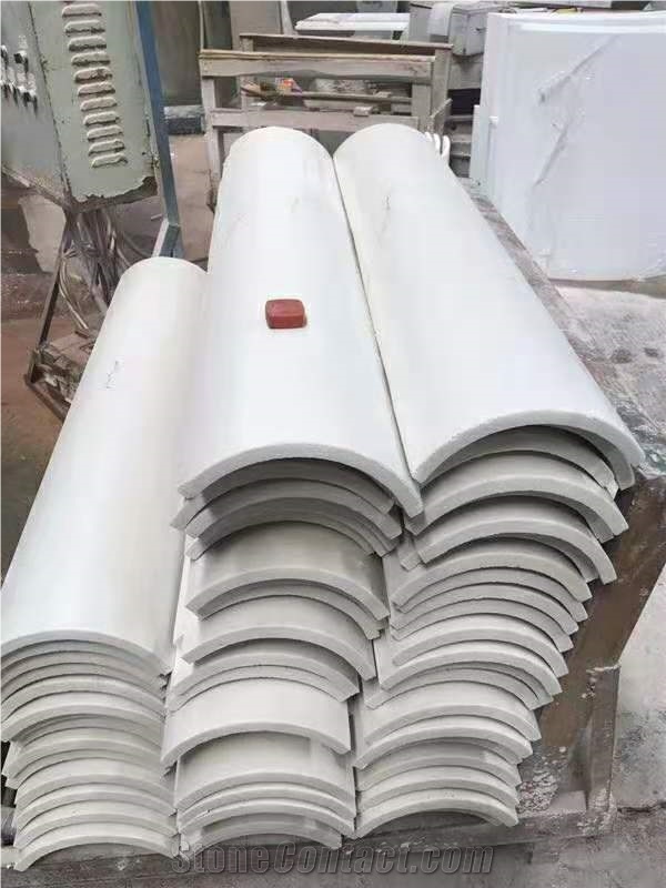 Polished Nano Crystallized Pure White Glass Stone Column