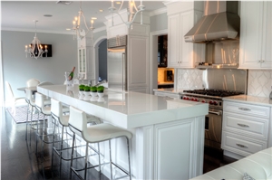Pure White Nano Glass Stone Kitchen Countertops