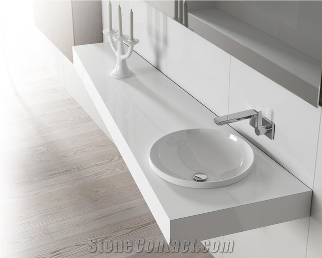Pure White Nano Glass Stone Kitchen Countertops