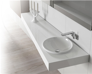 Pure White Nano Glass Stone Kitchen Countertops