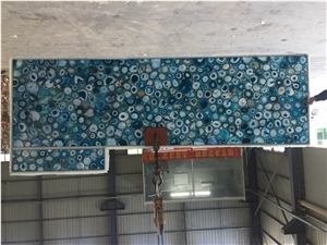 Semiprecious Stone Blue Agate Slab Wall Panels