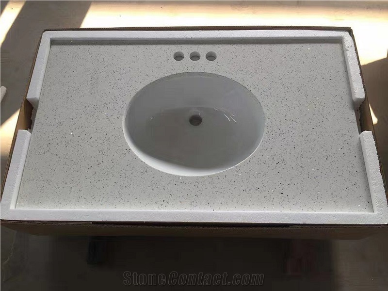 White Quartz Bathroom Vanity Tops Artificial Stone Bath Top