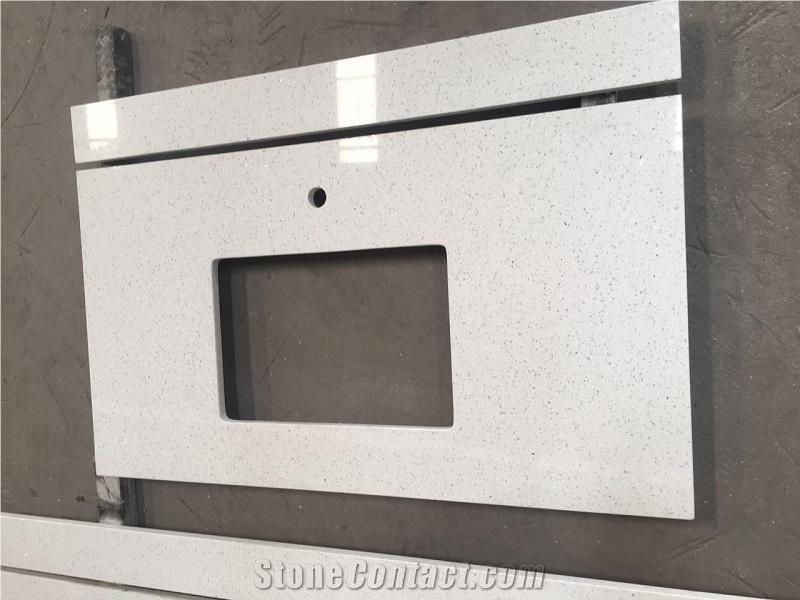 White Quartz Bathroom Vanity Tops Artificial Stone Bath Top