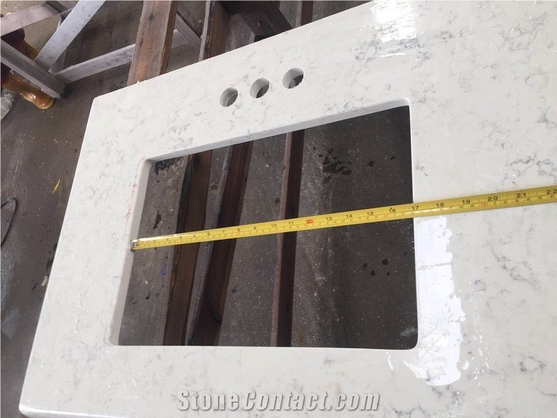 White Quartz Bathroom Vanity Tops Artificial Stone Bath Top