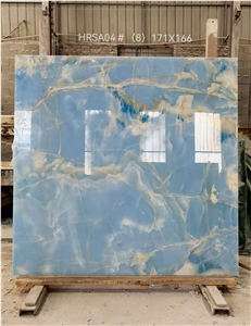Backlit Blue Onyx Polished Slab Wall Panel