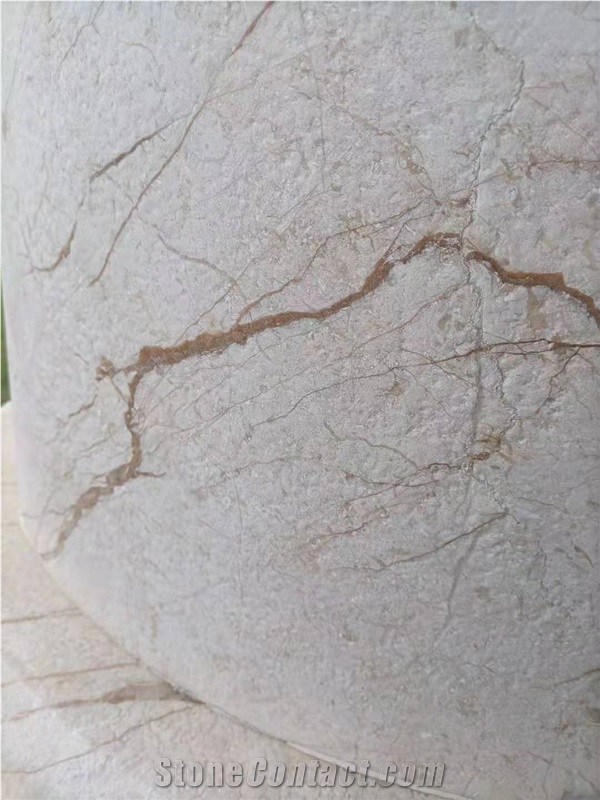 Beige Marble Column Roman Sculptured Carved Column