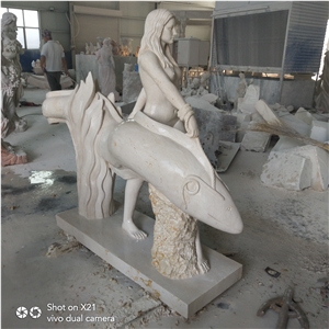 Beige Marble Hotel Statue Human Sculpture Interior Design