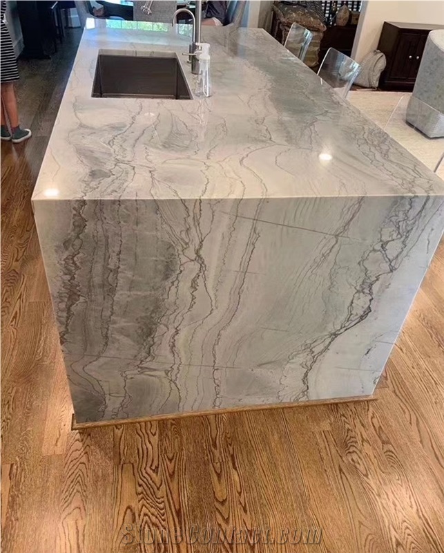 Calacatta Grey Quartzite Polished Kitchen Countertops
