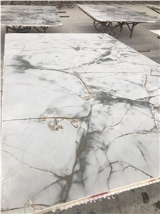 Calacatta Grey Quartzite Polished Kitchen Countertops