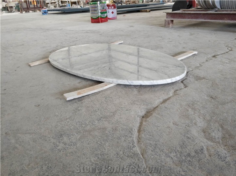 Carrara White Marble  Round Rectangle Table Top