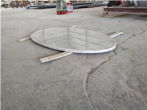 Carrara White Marble  Round Rectangle Table Top