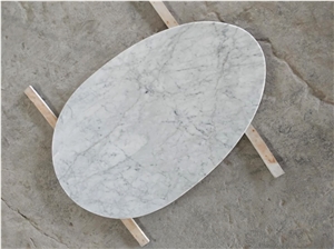 Carrara White Marble  Round Rectangle Table Top