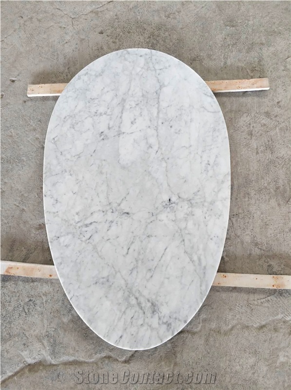 Carrara White Marble  Round Rectangle Table Top