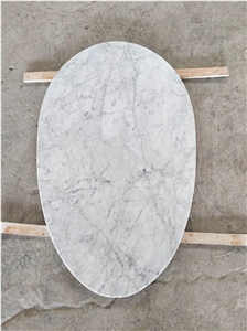 Carrara White Marble  Round Rectangle Table Top
