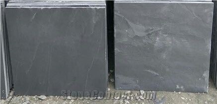 China Natural Split Surface Slate Floor Tile Black Stone