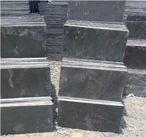 China Natural Split Surface Slate Floor Tile Black Stone