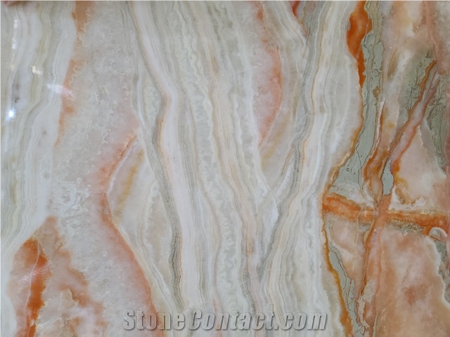 Colorful Rainbow Onyx Natural Stone Slab Interior Design