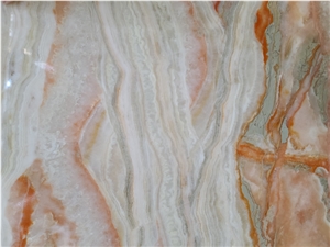 Colorful Rainbow Onyx Natural Stone Slab Interior Design