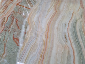 Colorful Rainbow Onyx Natural Stone Slab Interior Design