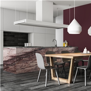 Cosmopolitan Red Quartzite Crystal Slab Kitchen Tile