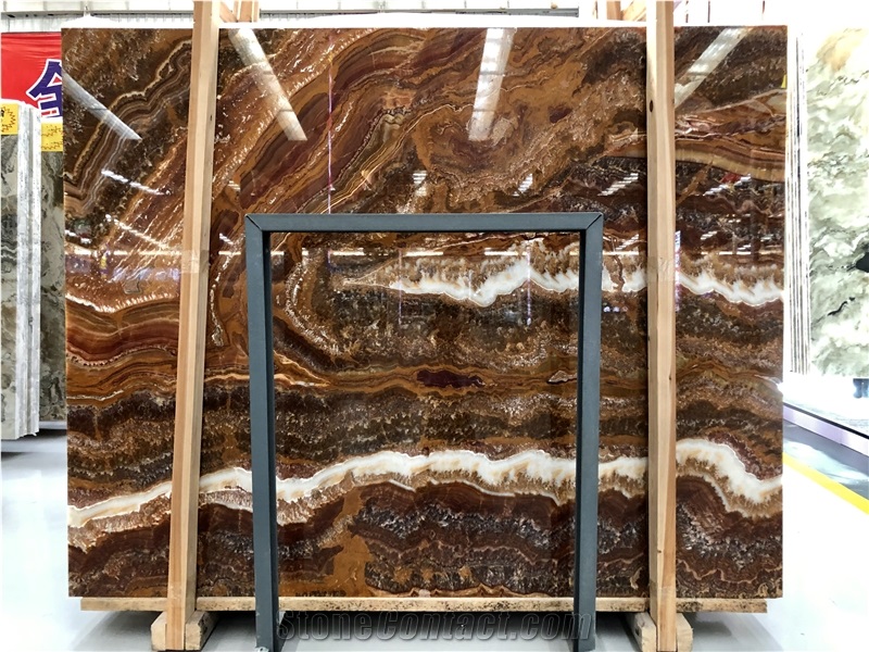 Iran Brown Tiger Onyx Luxury Brown Onyx Slab