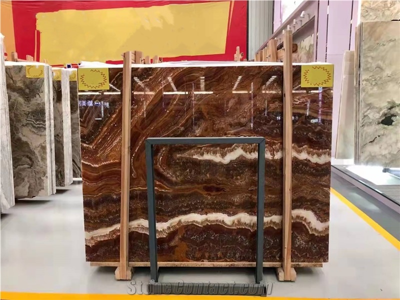 Iran Brown Tiger Onyx Luxury Brown Onyx Slab