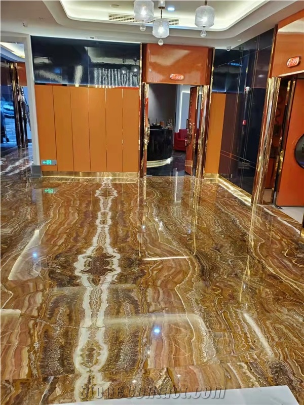 Iran Brown Tiger Onyx Luxury Brown Onyx Slab