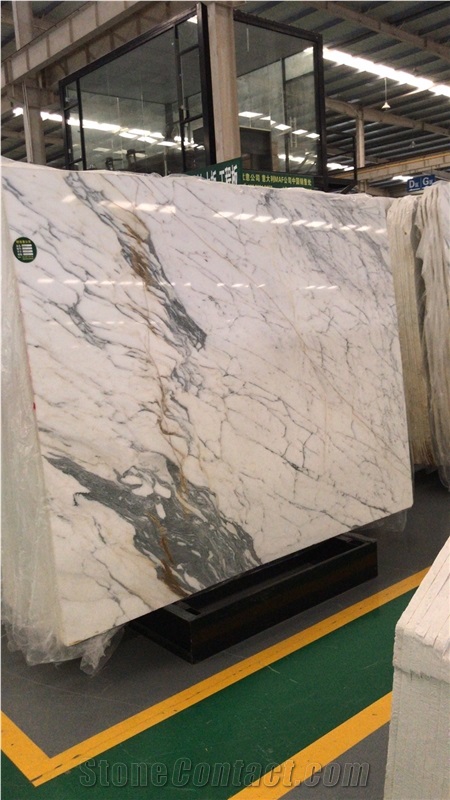 Italy Calacatta Gold Marble White Marble Slab Tile