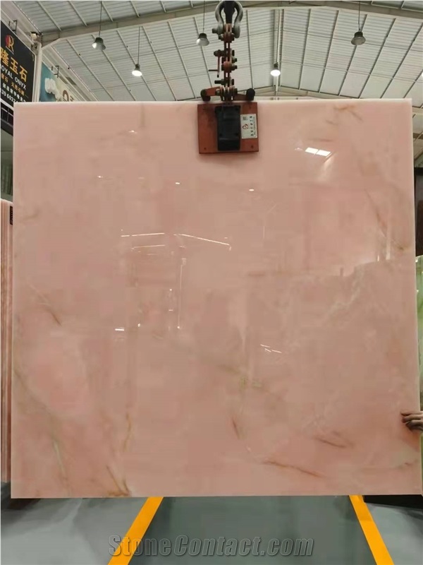 Luxury Pink Onyx Slab Indoor Design Background