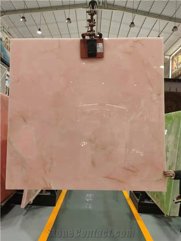 Luxury Pink Onyx Slab Indoor Design Background