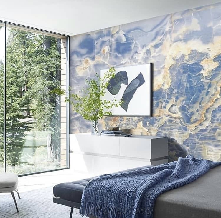 Natural Blue Onyx Luxury Polished Slab Tile